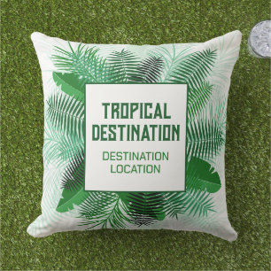 Your Text in a Palm Leaf Frame Outdoor Pillow
