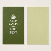 Your Text Keep Calm And on Olive Green Decor (Front & Back)