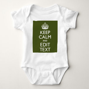 Your Text Keep Calm And on Olive Green Decor Baby Bodysuit
