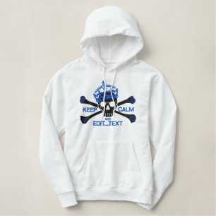 Your Text Keep Calm Crown Large Crossbones Skull Embroidered Hoodie