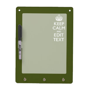 Your Text Keep Calm on Olive Green Decor Dry Erase Board