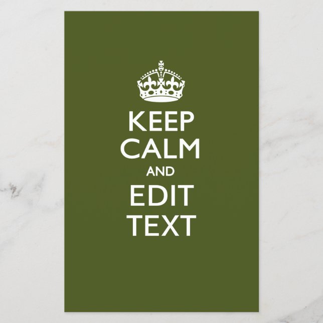 Your Text Keep Calm on Olive Green Decor Flyer (Front)