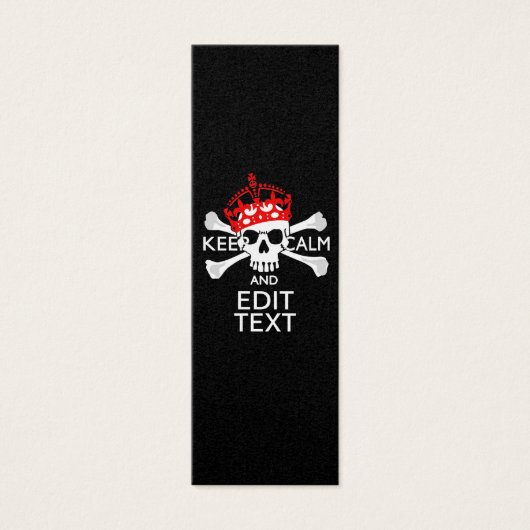 Your Text Keep Calm Red Crown Crossbones Skull (Front)