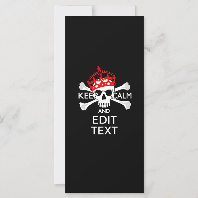 Your Text Keep Calm Red Crown Crossbones Skull (Front)