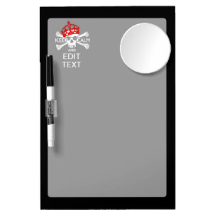 Your Text Keep Calm Red Crown Crossbones Skull Dry Erase Board With Mirror