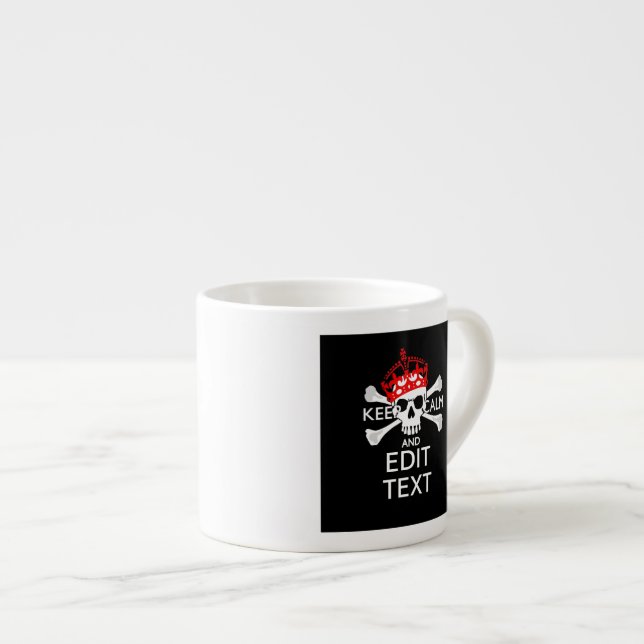 Your Text Keep Calm Red Crown Crossbones Skull Espresso Cup (Front Right)