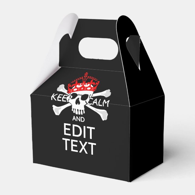 Your Text Keep Calm Red Crown Crossbones Skull Favor Boxes (Front Side)