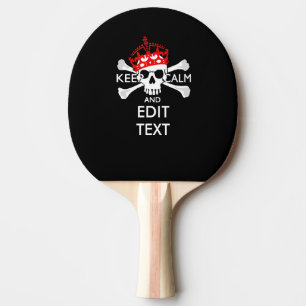 Your Text Keep Calm Red Crown Crossbones Skull Ping-Pong Paddle