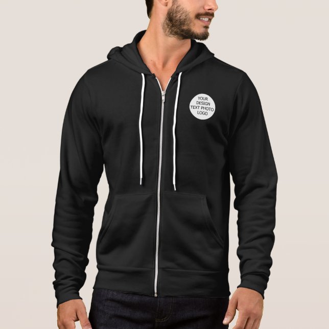YOUR TEXT/LOGO/DESIGN/PHOTO BLACK ZIPPER CUSTOM  HOODIE (Front)