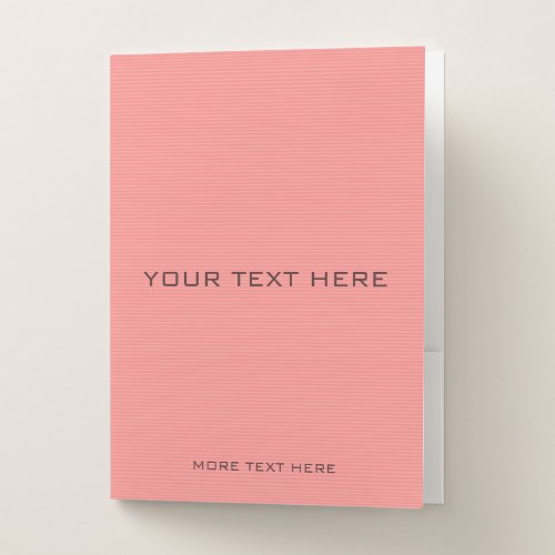 Your Text Logo Here Custom Peach Color Stripes Pocket Folder