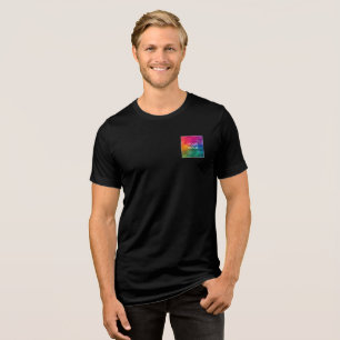 Your Text Logo Mens Double Sided Print Solid Black Tri-Blend Shirt