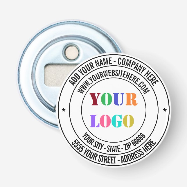 Your Text Logo Name Address Website Bottle Opener (Front)
