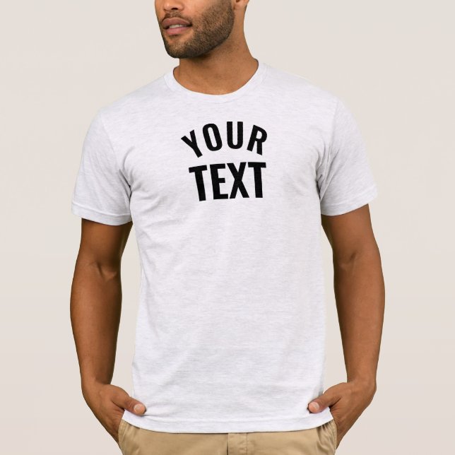 Your Text Mens Bella+Canvas Short Sleeve Ash Grey T-Shirt (Front)