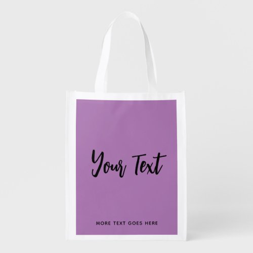 Your Text Modern Design Elegant Lavender Grocery Bag