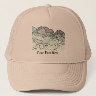 Your Text Mountains and Trees Line Drawing Hats