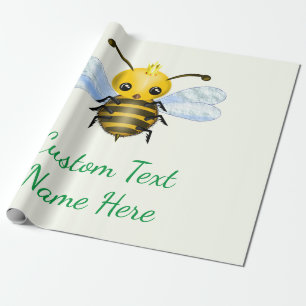 Your Text Name Baby Wrapping Paper with Queen Bee