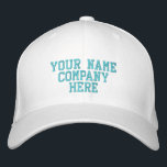 Your Text Name Embroidered Baseball Cap<br><div class="desc">Easy Personalized Embroidered Promotional Baseball Caps - Add Your Text - Name - Company / Number / Letter / Slogan - Tagline / or Website , Phone , E-mail , Social Media Handle , Address , Logo - Photo / more - Choose Your Color / Size / Font - Make...</div>