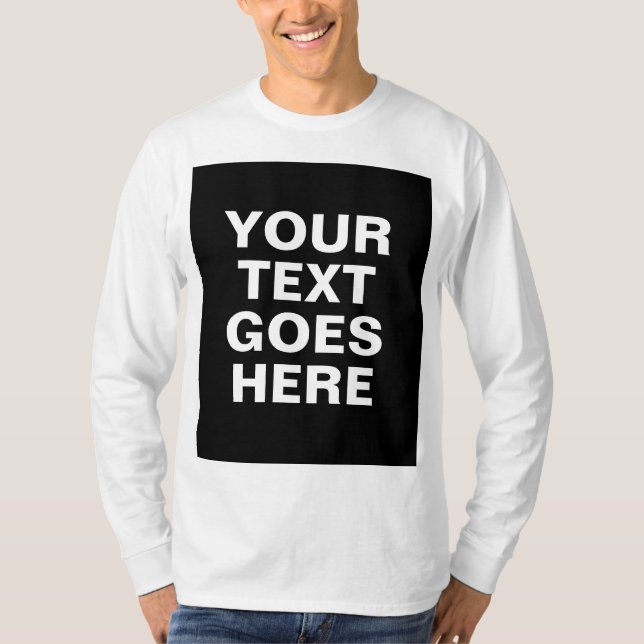 Your Text Name Mens Modern Long Sleeve Template T-Shirt (Front)