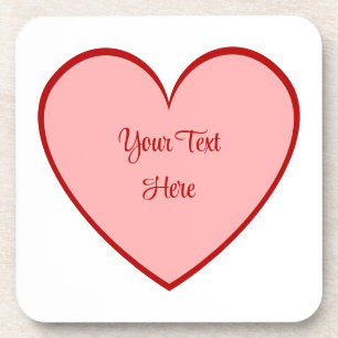 Your Text on a Two Tone Heart - Pick Any Color Beverage Coaster