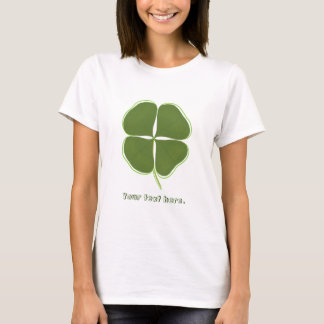 Your text on green shamrock outlined in white T-Shirt
