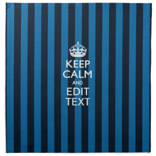 Your Text on Keep Calm Blue Stripes Style Napkin