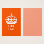 Your Text on Keep Calm Crown Orange (Front & Back)