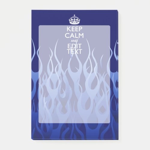 Your Text on Keep Calm on Blue Racing Flames Post_it Notes