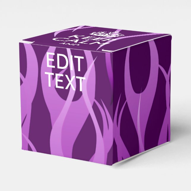 Your Text on Keep Calm on Purple Racing Flames Favor Boxes (Front Side)