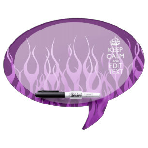 Your Text on Keep Calm Purple Racing Flames Decor Dry Erase Board