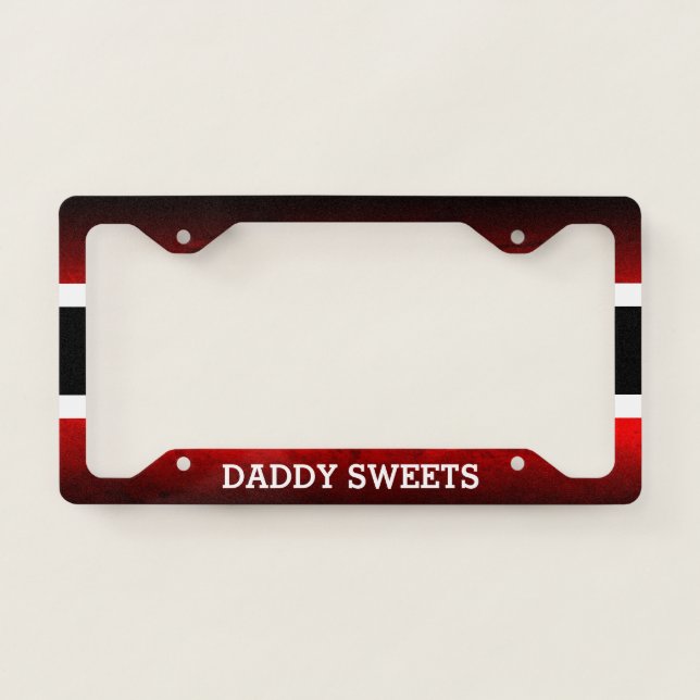 YOUR TEXT on Red White and Black Gradient License Plate Frame (Front)