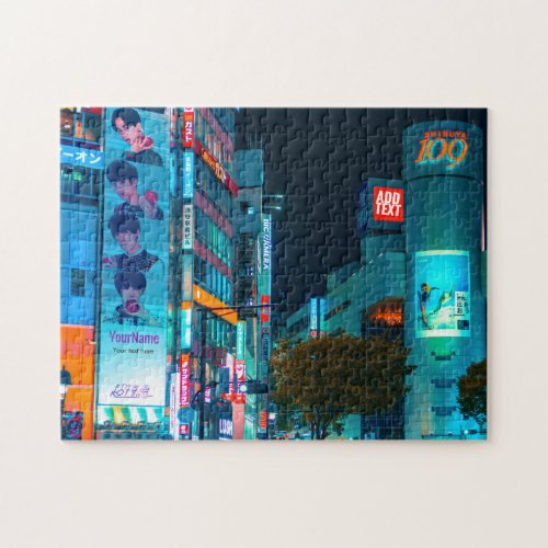 Your text on Shibuya Street Signs in Tokyo Custom Jigsaw Puzzle
