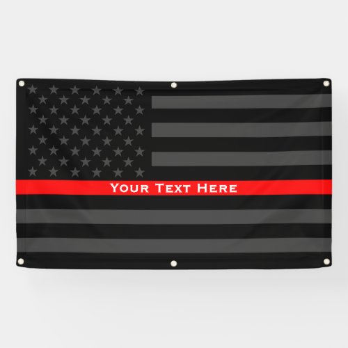 Your Text on Thin Red Line US Flag Decor Display Banner