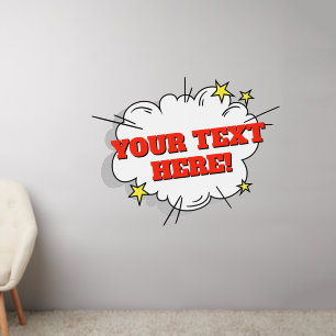 Your Text on White Cloud, Pop Art Burst 50" Wall Decal