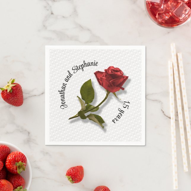 Your Text - One Red Rose  - Floral Photography Napkins (Insitu)