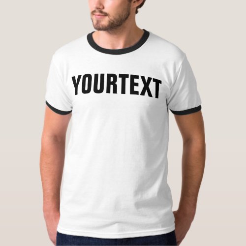 Your Text or Name Mens White Bold Big Large Font T_Shirt