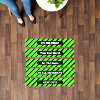 Your Text or 'No Go Zone' Green Black Warning x 5 Floor Decals
