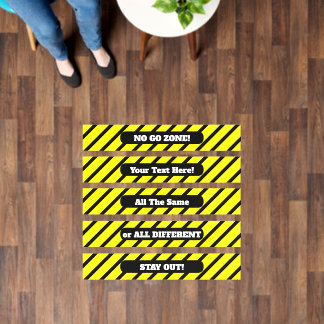 Your Text or 'No Go Zone' Yellow Black Warning x 5 Floor Decals
