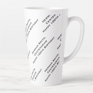 Your Text Pattern All Over Print Black/White Latte Mug
