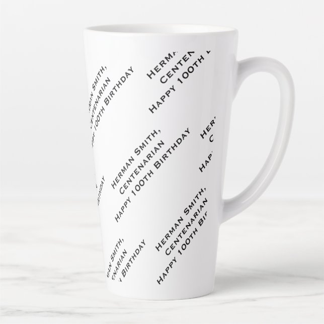 Your Text Pattern All Over Print Black/White Latte Mug (Right)