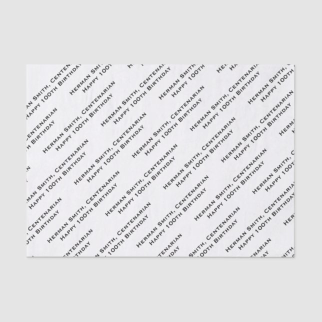 Your Text Pattern All Over Print Black/White Tissue Paper (Front)
