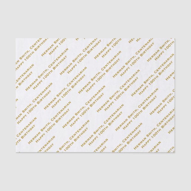 Your Text Pattern All Over Print Gold/White Tissue Paper (Front)