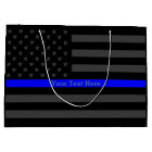 Your Text Personalized Thin Blue Line Grey US Flag