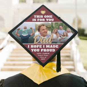 Your Text Photo Collage Memorial Tribute Burgundy Graduation Cap Topper