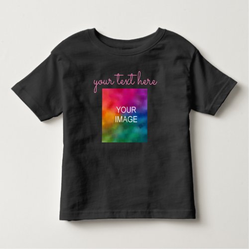 Your Text Photo Double Sided Print Pink Black Baby Toddler T_shirt
