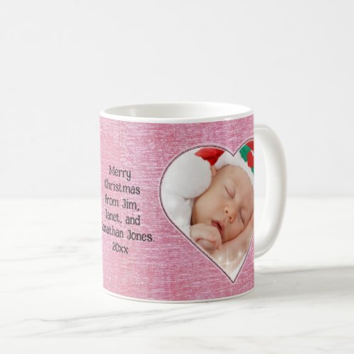 Your Text  Photo Pink Heart_Shaped Picture Frame Coffee Mug