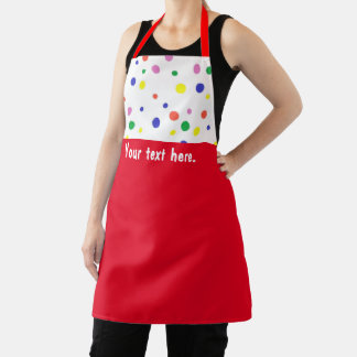 Your text, Polka Dots Bib Solid Red Bottom Aprons