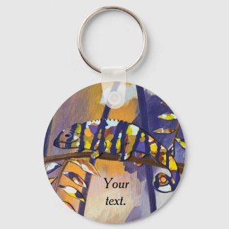 Your Text Purple Orange Chameleon Keychains