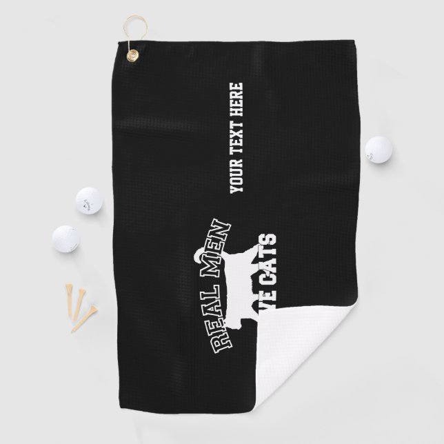 Your Text Real Men Love Cats Silhouette  Golf Towel (InSitu)
