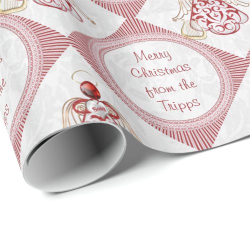 Your text _ Red Filigree Christmas Angel of Song Wrapping Paper