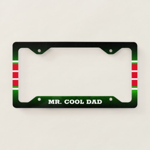 YOUR TEXT _ Red White Black and Green Gradient License Plate Frame